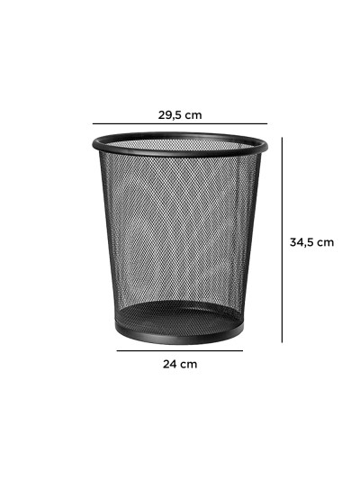 Papelera metalica q-connect negra rejilla 295x345mm