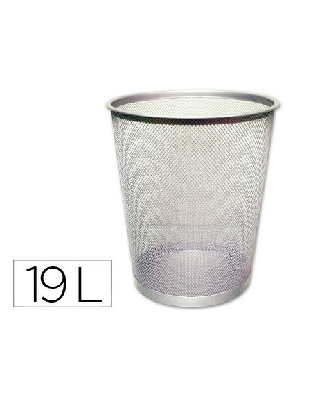 Papelera metalica q-connect gris rejilla 295x345mm
