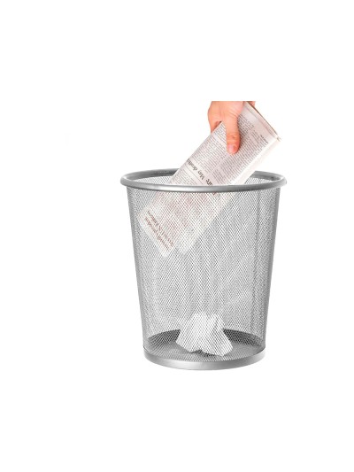 Papelera metalica q-connect gris rejilla 295x345mm