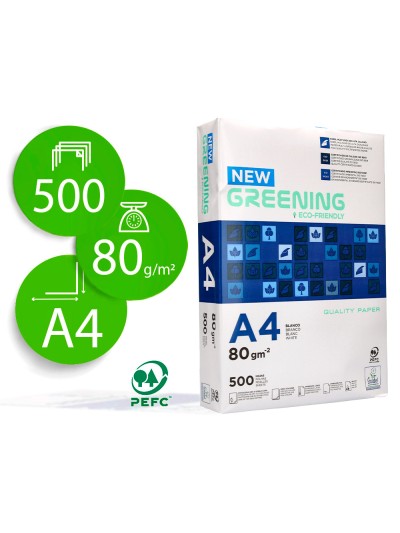 Papel fotocopiadora greening din a4 80 gramos paquete de 500 hojas
