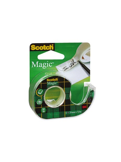 Cinta adhesiva scotch magic invisible 7,5 mt x 19 mm en portarrollo