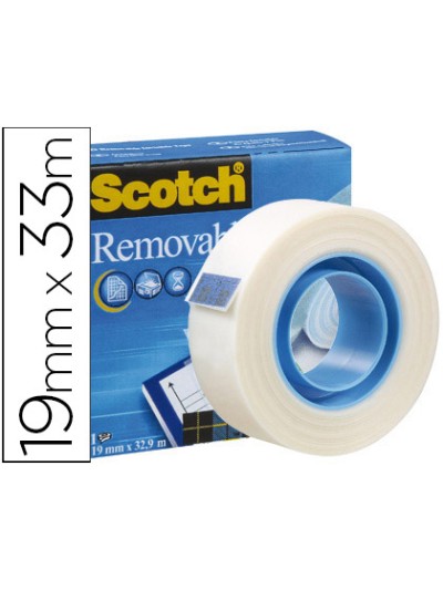 Cinta adhesiva scotch magic invisible removible 33 mt x 19 mm
