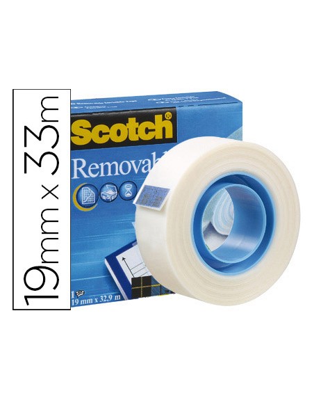 Cinta adhesiva scotch magic invisible removible 33 mt x 19 mm