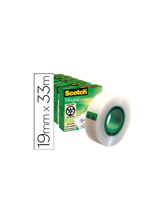 Cinta adhesiva scotch magic invisible 33 mt x 19 mm pack de 6 unidades Cinta adhesiva scotch magic invisible 33 mt x 19 mm pack de 6 unidades