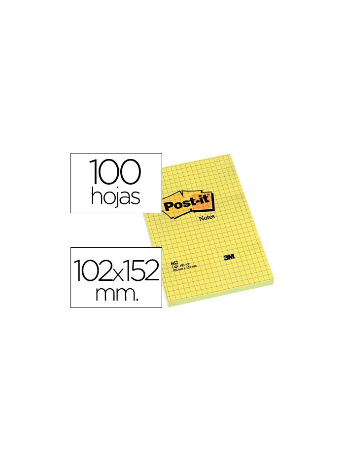 Bloc de notas adhesivas quita y pon post-it 102x152 mm cuadriculado 662 Bloc de notas adhesivas quita y pon post-it 102x152 mm cuadriculado 662