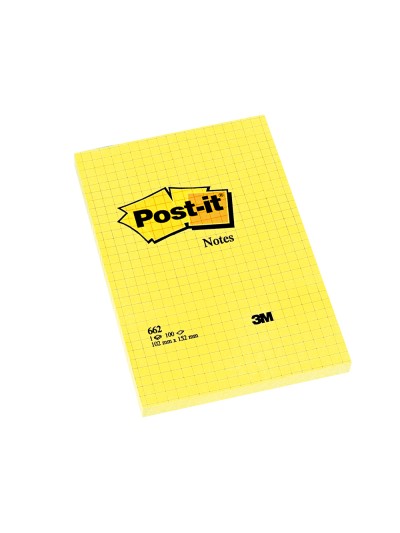 Bloc de notas adhesivas quita y pon post-it 102x152 mm cuadriculado 662