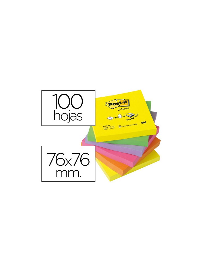 Bloc de notas adhesivas quita y pon post-it 76x76 mm z-notesultra intenso pack de 6 blocs surtido Bloc de notas adhesivas quita y pon post-it 76x76 mm z-notesultra intenso pack de 6 blocs surtido