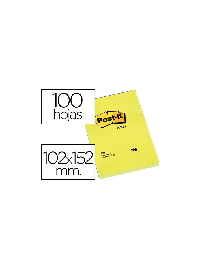 Bloc de notas adhesivas quita y pon post-it 102x152 mm con 100 hojas 659 Bloc de notas adhesivas quita y pon post-it 102x152 mm con 100 hojas 659