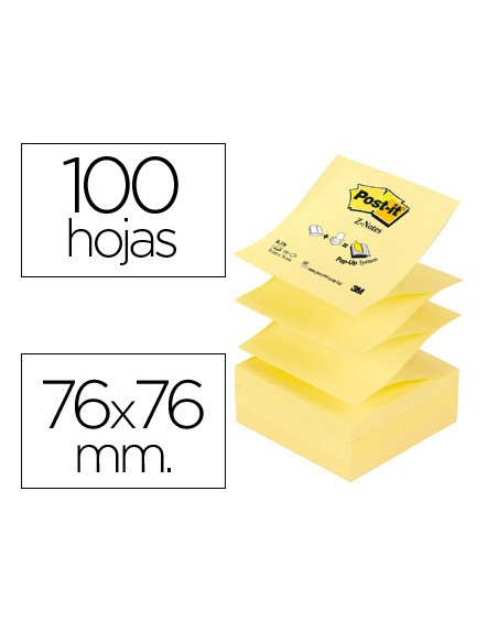 Bloc de notas adhesivas quita y pon post-it 76x76 mm z-notes