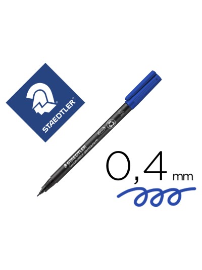Rotulador staedtler lumocolor retroproyeccion punta de fibra permanente 313-3 azul punta super fina redonda 0.4 mm