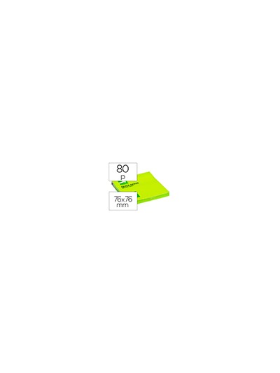 Bloc de notas adhesivas quita y pon q-connect 76x76 mm verde neon 80 hojas
