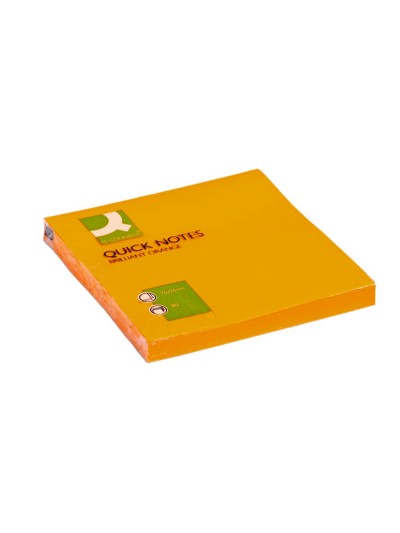 Bloc de notas adhesivas quita y pon q-connect 76x76 mm naranja neon 80 hojas