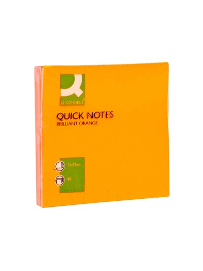 Bloc de notas adhesivas quita y pon q-connect 76x76 mm naranja neon 80 hojas