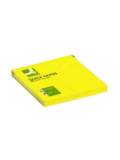 Bloc de notas adhesivas quita y pon q-connect 76x76 mm amarillo neon 80 hojas