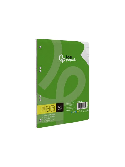 Recambio liderpapel a5 100 h 100g/m2 horizontal doble margen 6 taladros