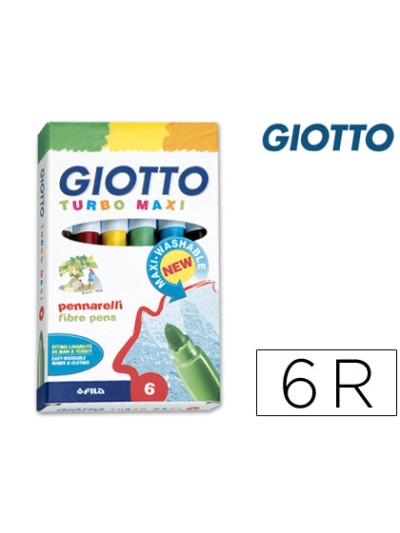 Rotulador giotto turbo maxi caja de 6 colores lavables con punta bloqueada