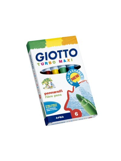 Rotulador giotto turbo maxi caja de 6 colores lavables con punta bloqueada