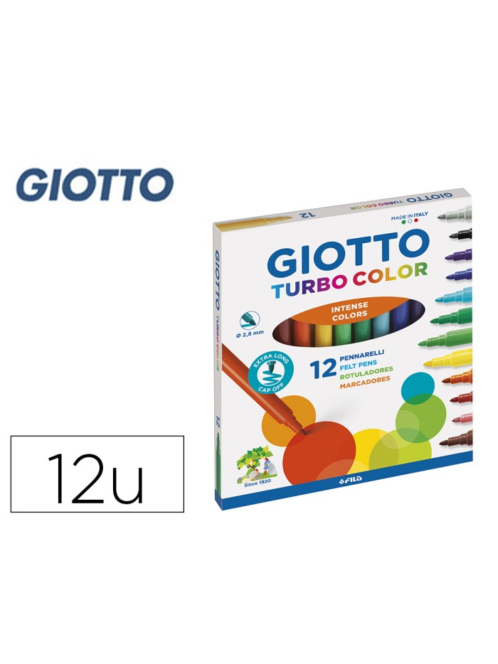 Rotulador giotto turbo color caja de 12 colores lavables con punta bloqueada Rotulador giotto turbo color caja de 12 colores lavables con punta bloqueada