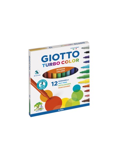 Rotulador giotto turbo color caja de 12 colores lavables con punta bloqueada