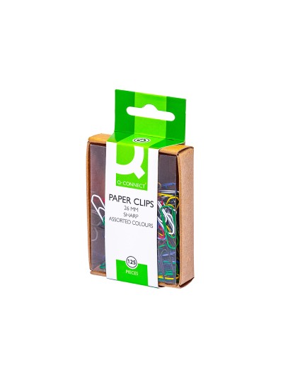 Clips colores q-connect 26 mm caja de 125 unidades colores surtidos