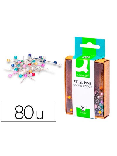 Aguja señalizadora q-connect caja de 80 unidades colores surtidos