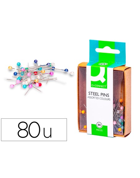 Aguja señalizadora q-connect caja de 80 unidades colores surtidos