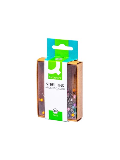 Aguja señalizadora q-connect caja de 80 unidades colores surtidos