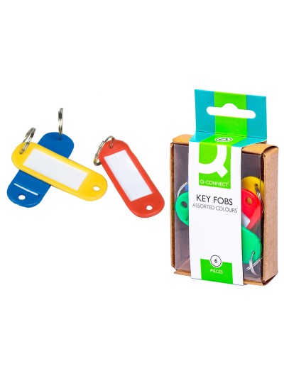 Llavero portaetiquetas q-connect caja de 6 unidades colores surtidos