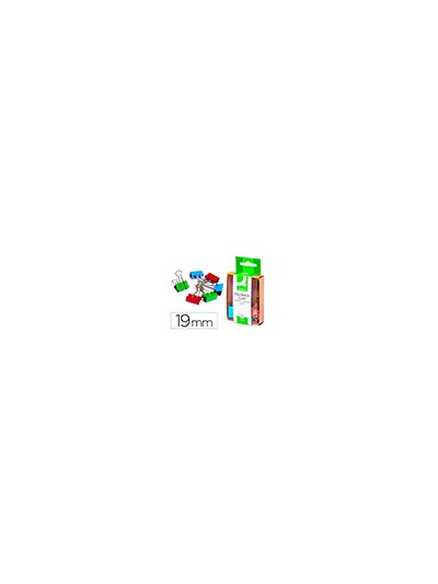 Pinza metalica q-connect reversible 19 mm caja de 6 unidades colores surtidos
