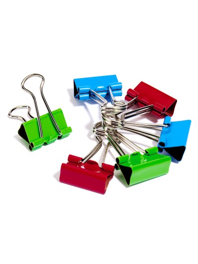 Pinza metalica q-connect reversible 19 mm caja de 6 unidades colores surtidos