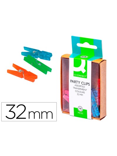 Pinza fantasia q-connect 32 mm caja de 10 unidades colores surtidos