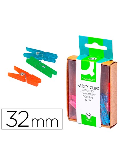 Pinza fantasia q-connect 32 mm caja de 10 unidades colores surtidos