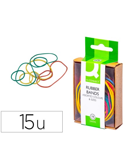 Gomillas elasticas colores q-connect caja de 15 gr
