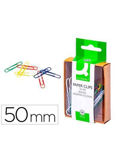 Clips colores q-connect 50 mm caja de 30 unidades colores surtidos