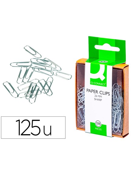 Clips niquelados q-connect 26 mm caja de 125 unidades