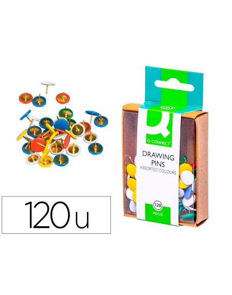 Chincheta q-connect colores surtidos caja de 120 unidades