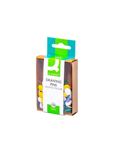 Chincheta q-connect colores surtidos caja de 120 unidades