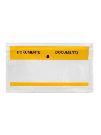 Sobre autoadhesivo q-connect portadocumentos multilingue 225x122 mm ventana totalmente transparente paquete de 100