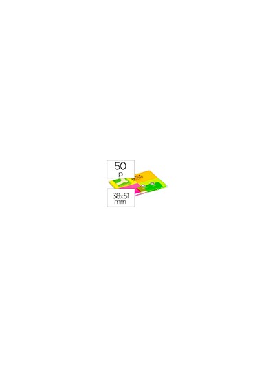 Bloc de notas adhesivas quita y pon q-connect 38x51 mm con 50 hojas fluorescentes pack de 4 unidades