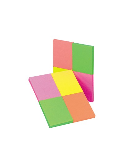 Bloc de notas adhesivas quita y pon q-connect 38x51 mm con 50 hojas fluorescentes pack de 4 unidades