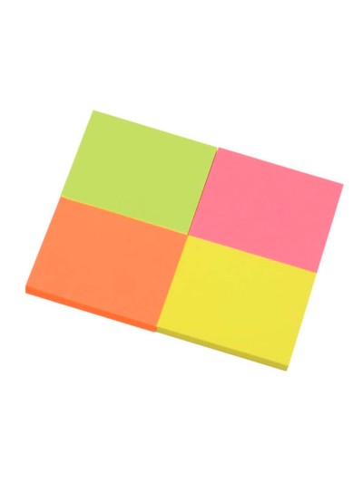 Bloc de notas adhesivas quita y pon q-connect 38x51 mm con 50 hojas fluorescentes pack de 4 unidades