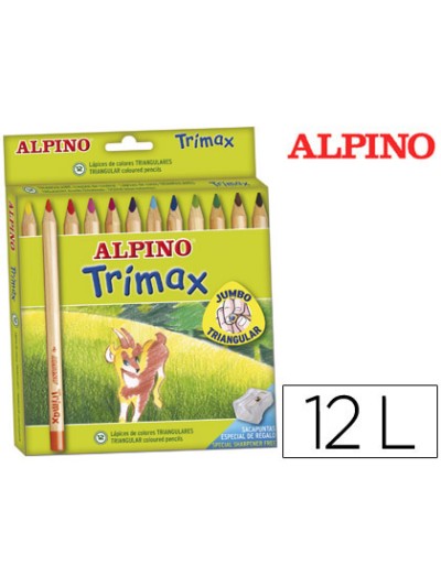 Lapices de colores alpino trimax caja de 12 colores surtidos