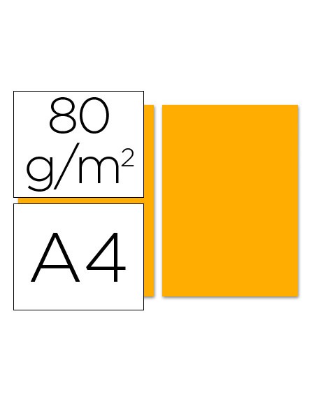 Papel color liderpapel a4 80gr naranja paquete de 100 hojas