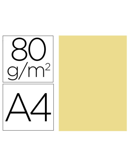Papel color liderpapel a4 80gr amarillo paquete de 100 hojas