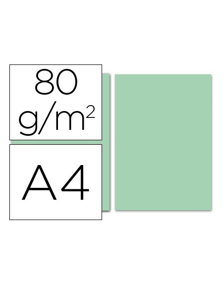 Papel color liderpapel a4 80gr verde paquete de 100 hojas