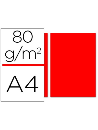 Papel color liderpapel a4 80gr rojo paquete de 100 hojas