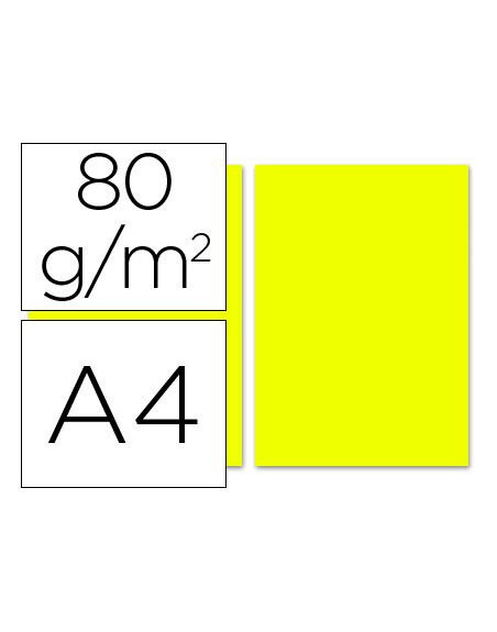 Papel color liderpapel a4 80gr limon paquete de 100 hojas