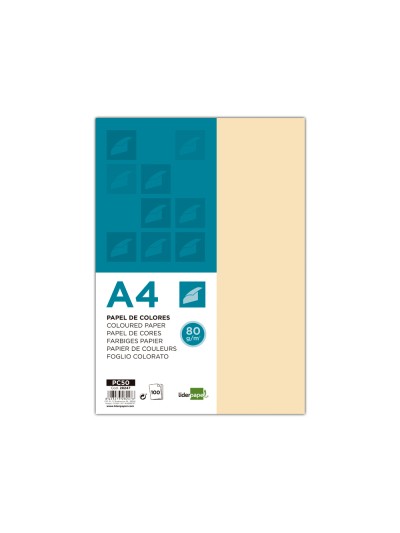 Papel color liderpapel a4 80gr crema paquete de 100 hojas