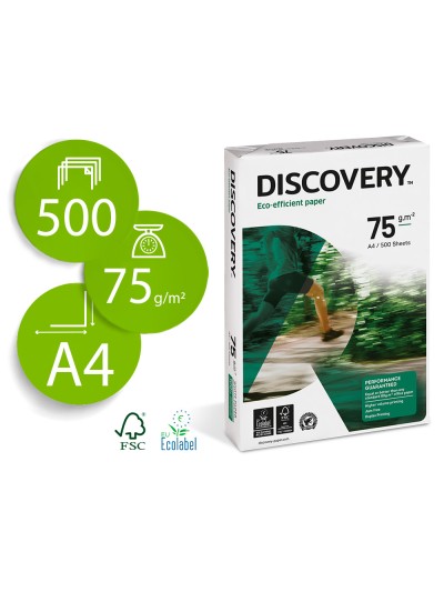 Papel fotocopiadora discovery din a4 75 gramos papel multiuso ink-jet y laser paquete de 500 hojas