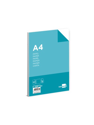 Papel liderpapel a4 80g/m2 liso paquete de 100 hojas